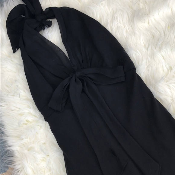 BCBG black silk hi low halter dress - Picture 3 of 8